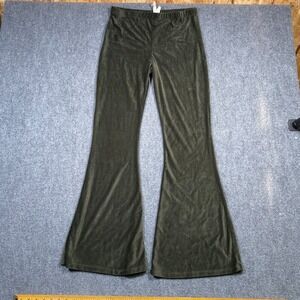 Peppermint Women's Large Green Corduroy Pants Made In USA Polyester Blend Flare